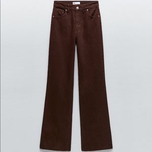 ZARA wide leg high rise brown jeans
